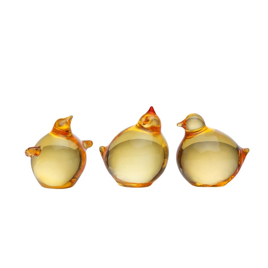 GLASS CHICKS 3 PCS YELLOW