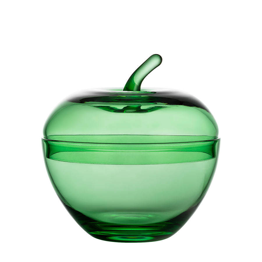 Glass Apple with lid, green