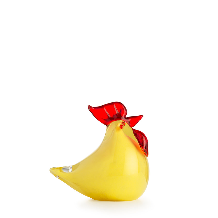 Glass hen, yellow 8cm