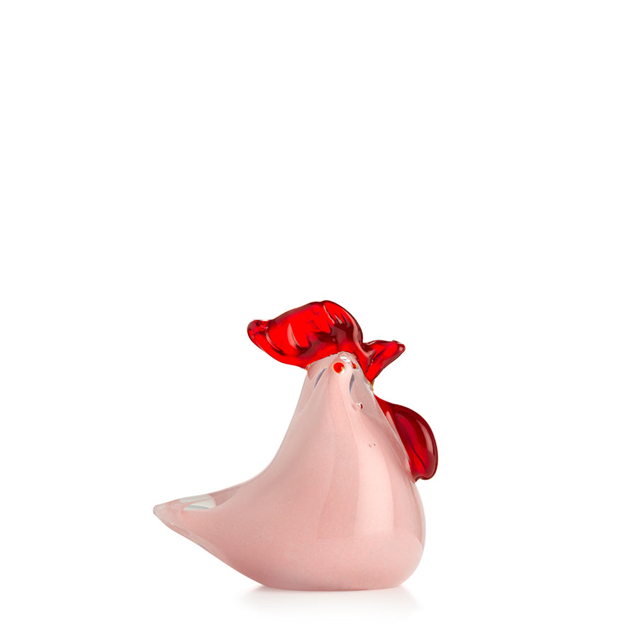 Glass hen, pink 8cm