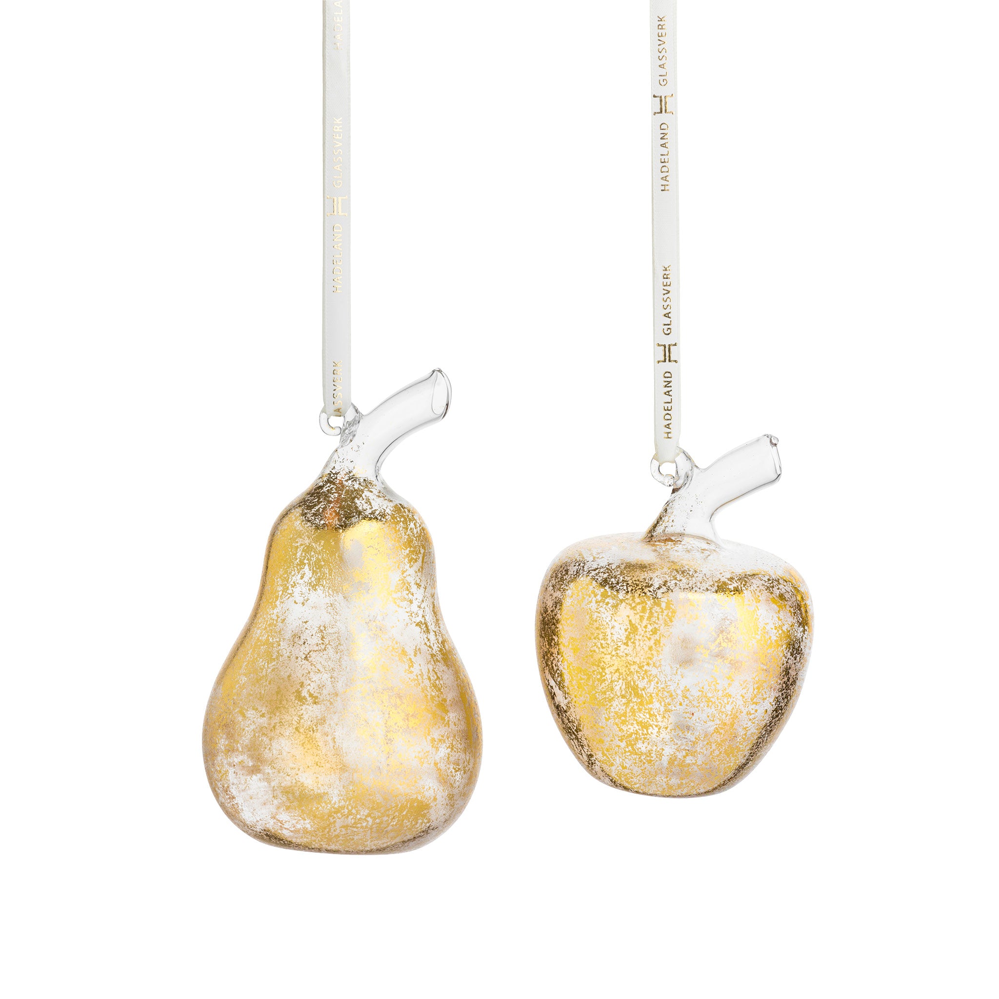 Gilded Glass Apple & Pear, 2 pcs