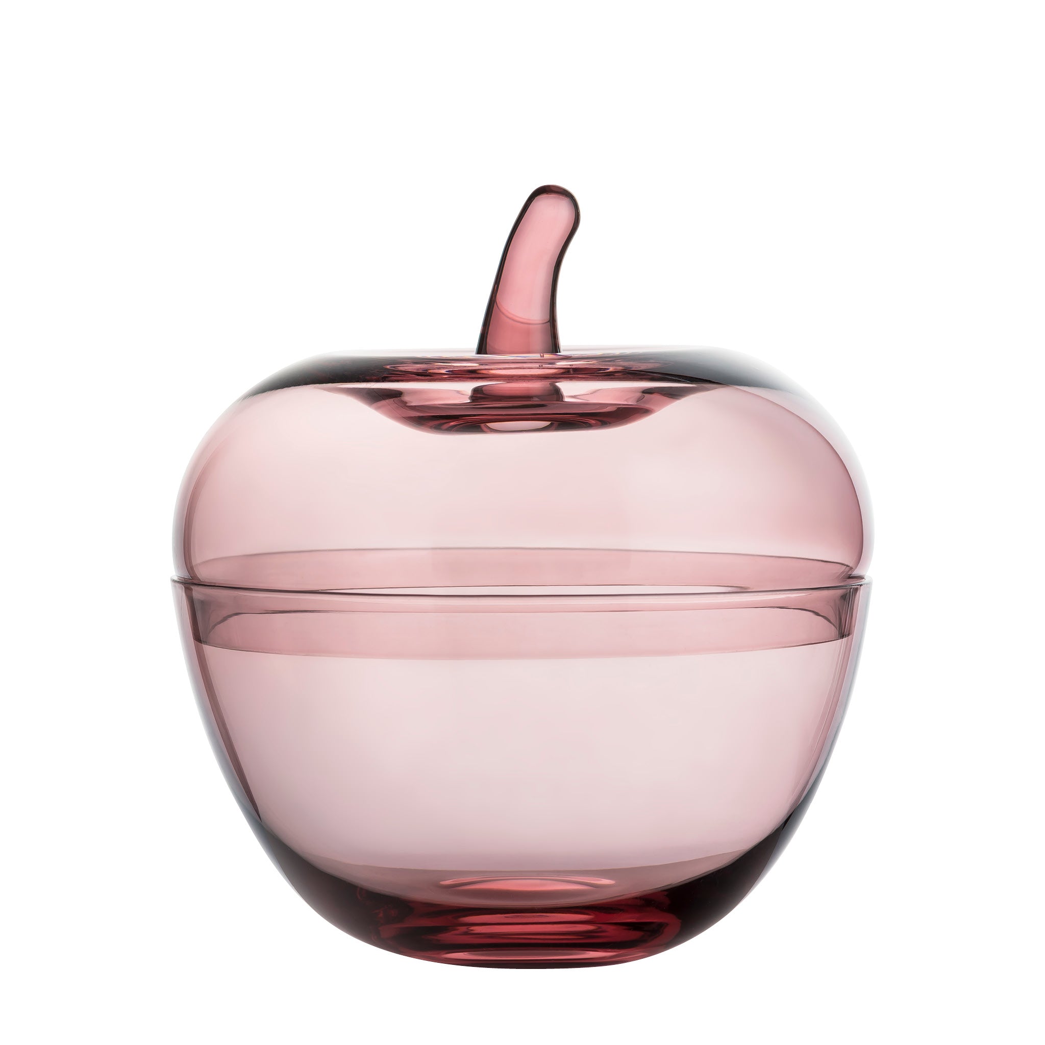 Glass Apple with lid, pink