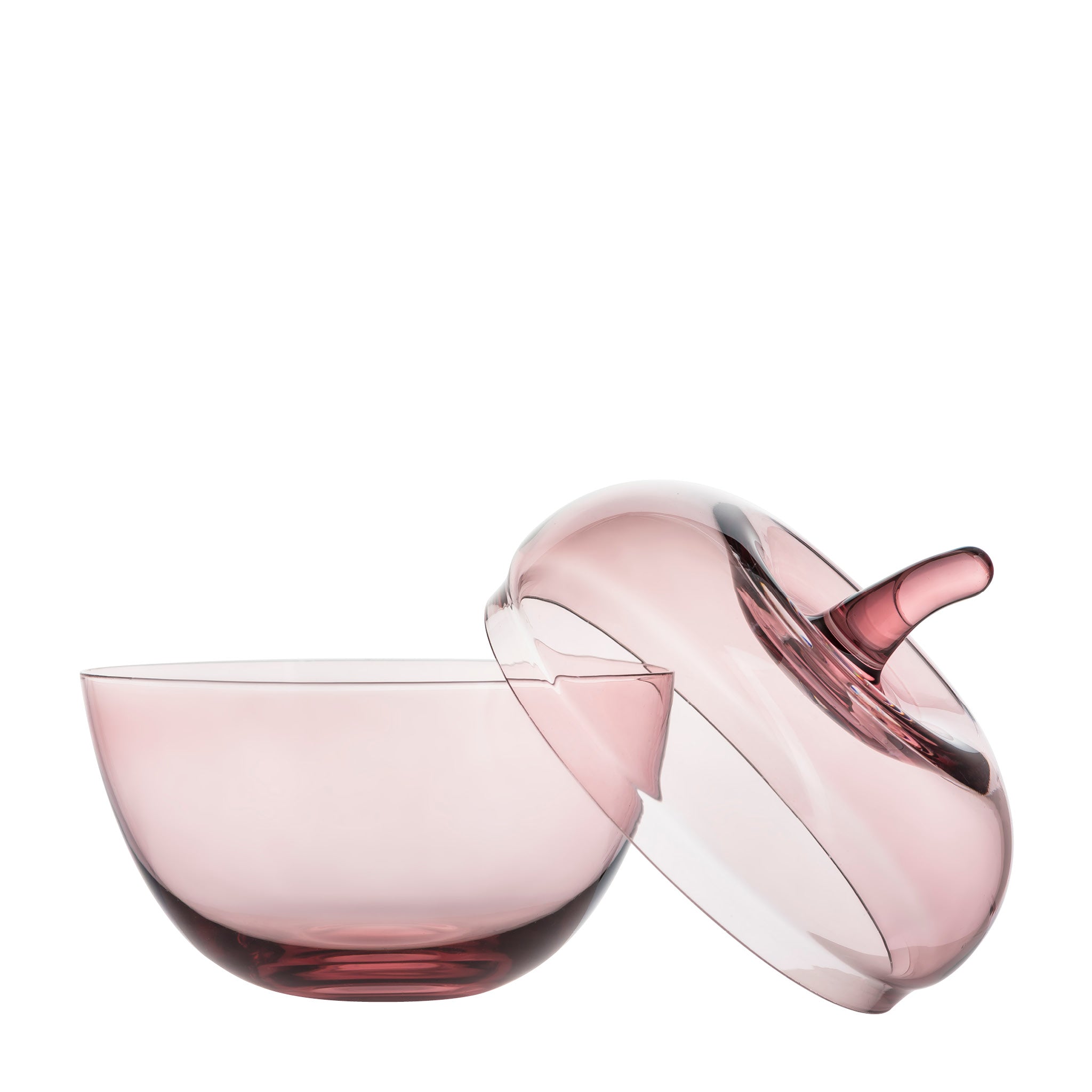 Glass Apple with lid, pink