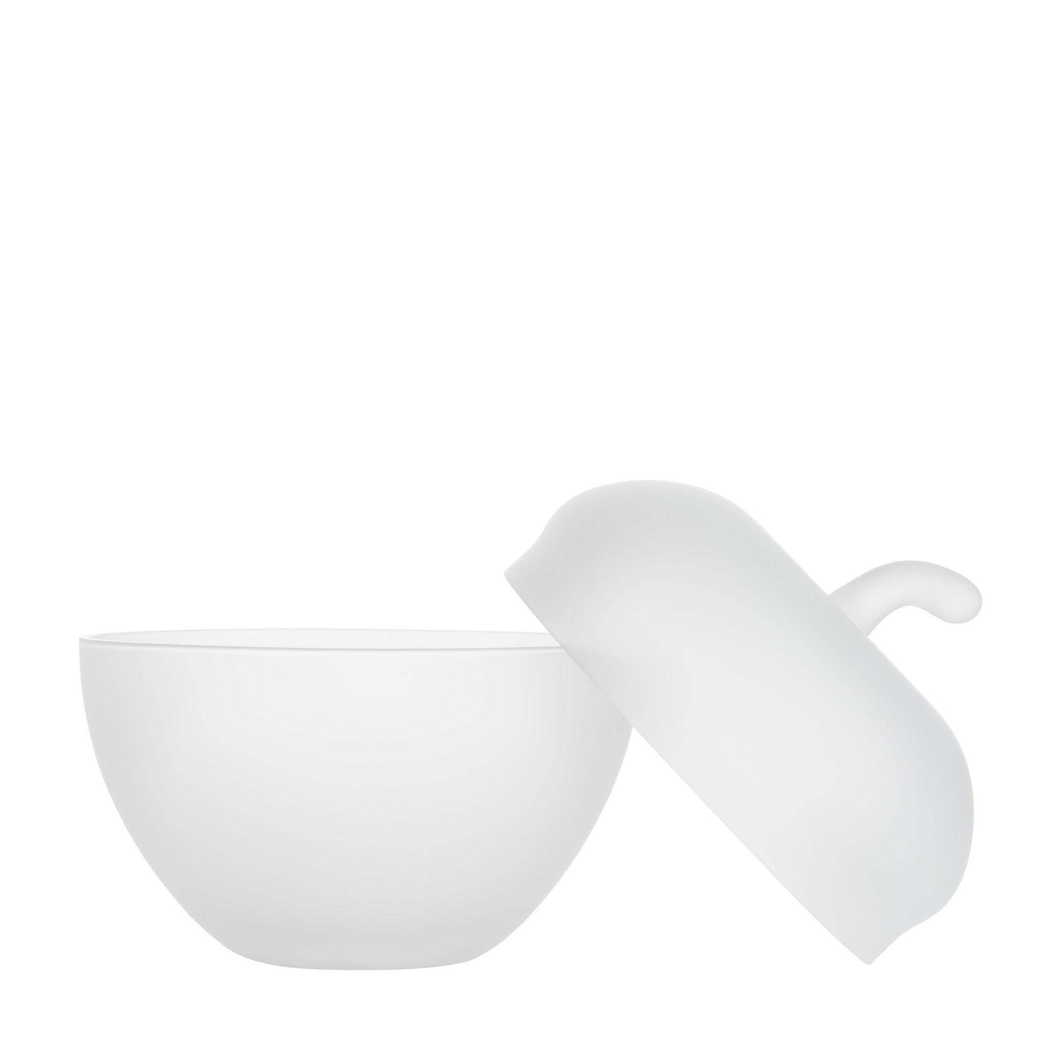 Glass Apple with lid, frosted white