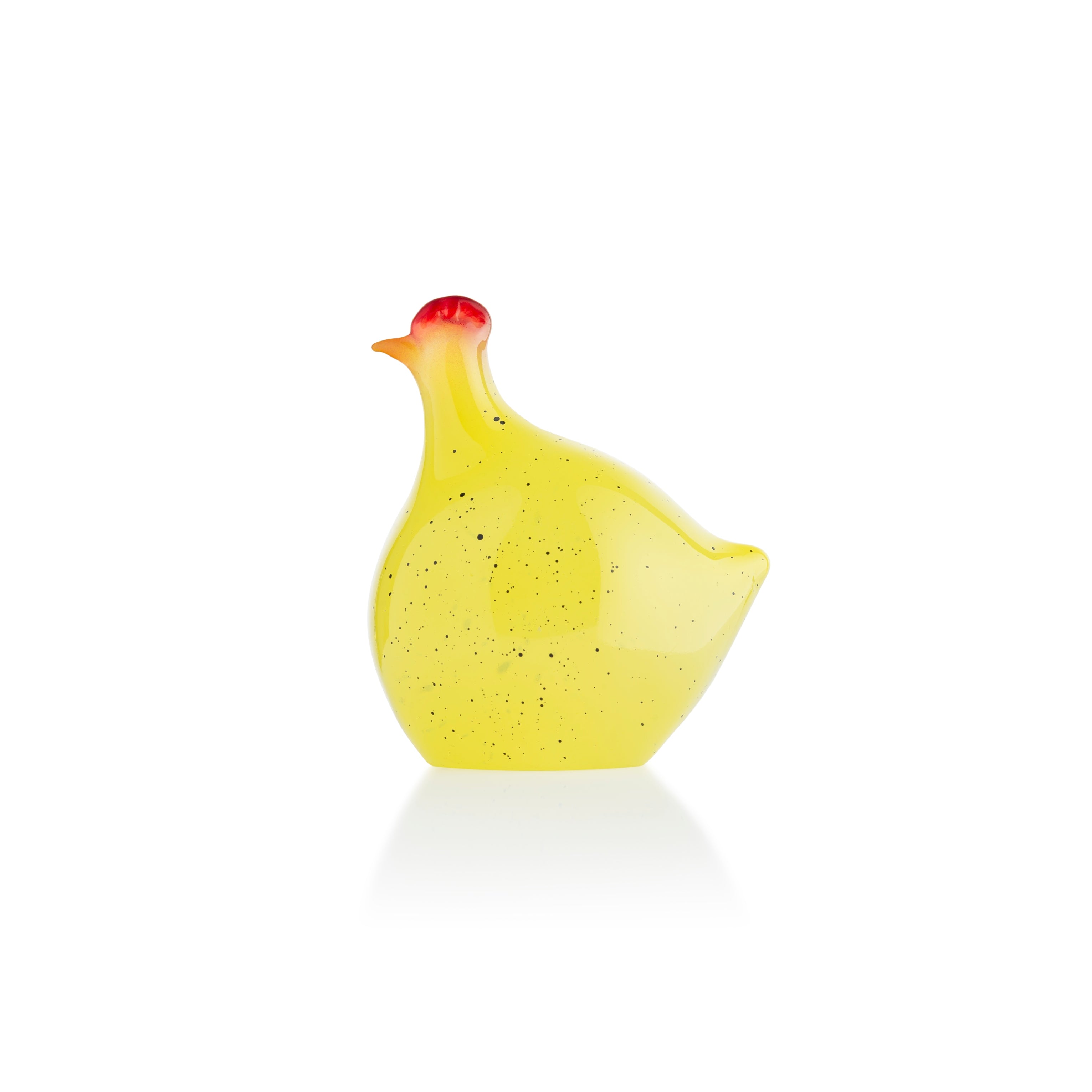Glass hen, yellow 8 cm
