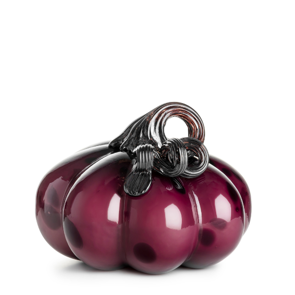 GLASS PUMPKIN DARK PURPLE LUSTER 17CM