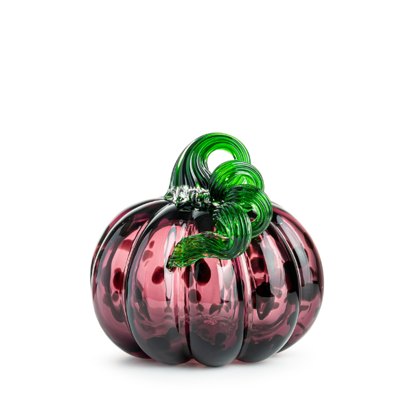 GLASS PUMPKIN DARK PURPLE SPECKLED 15 CM