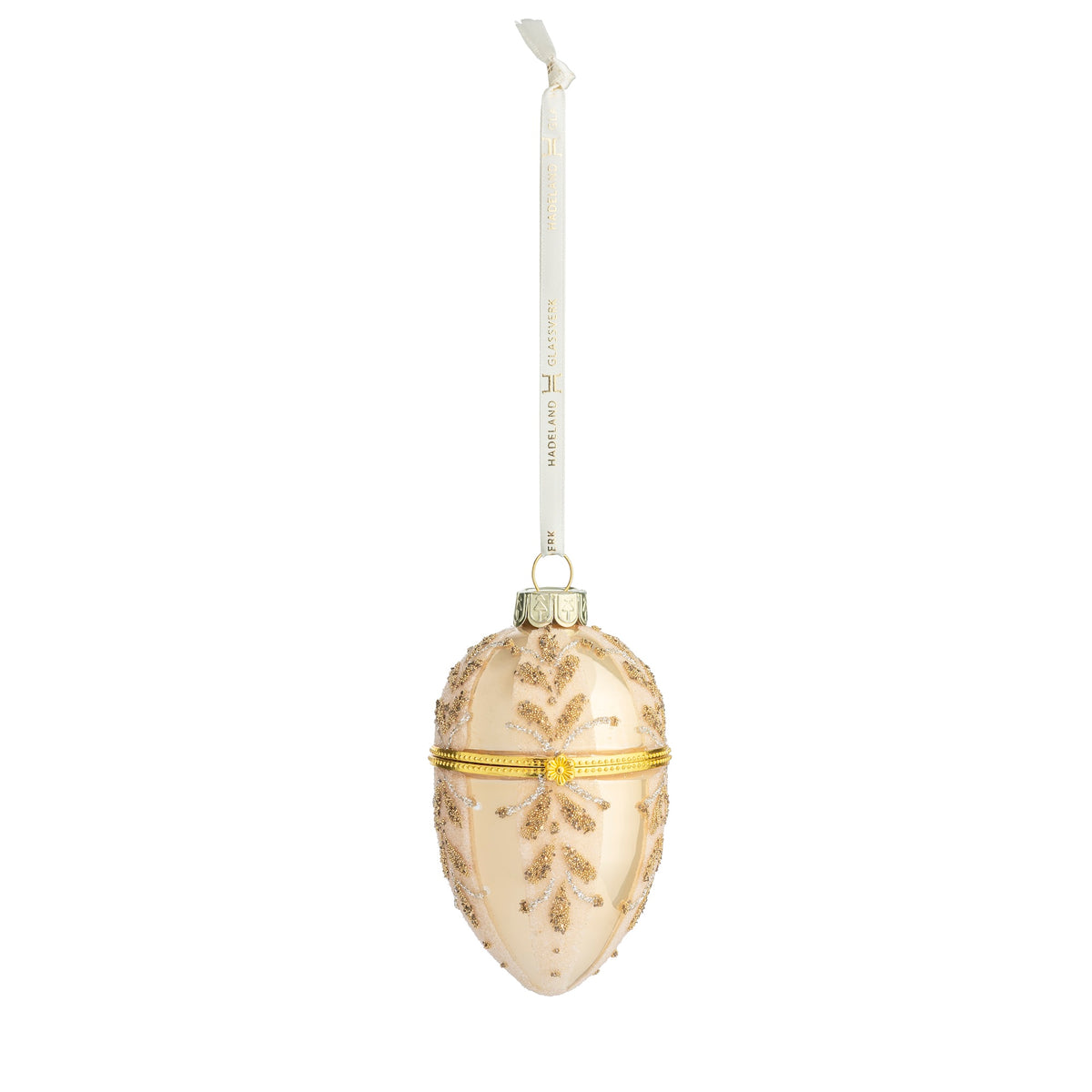 CHRISTMAS EGG ORNAMENT WITH LID 8.5 CM GOLD