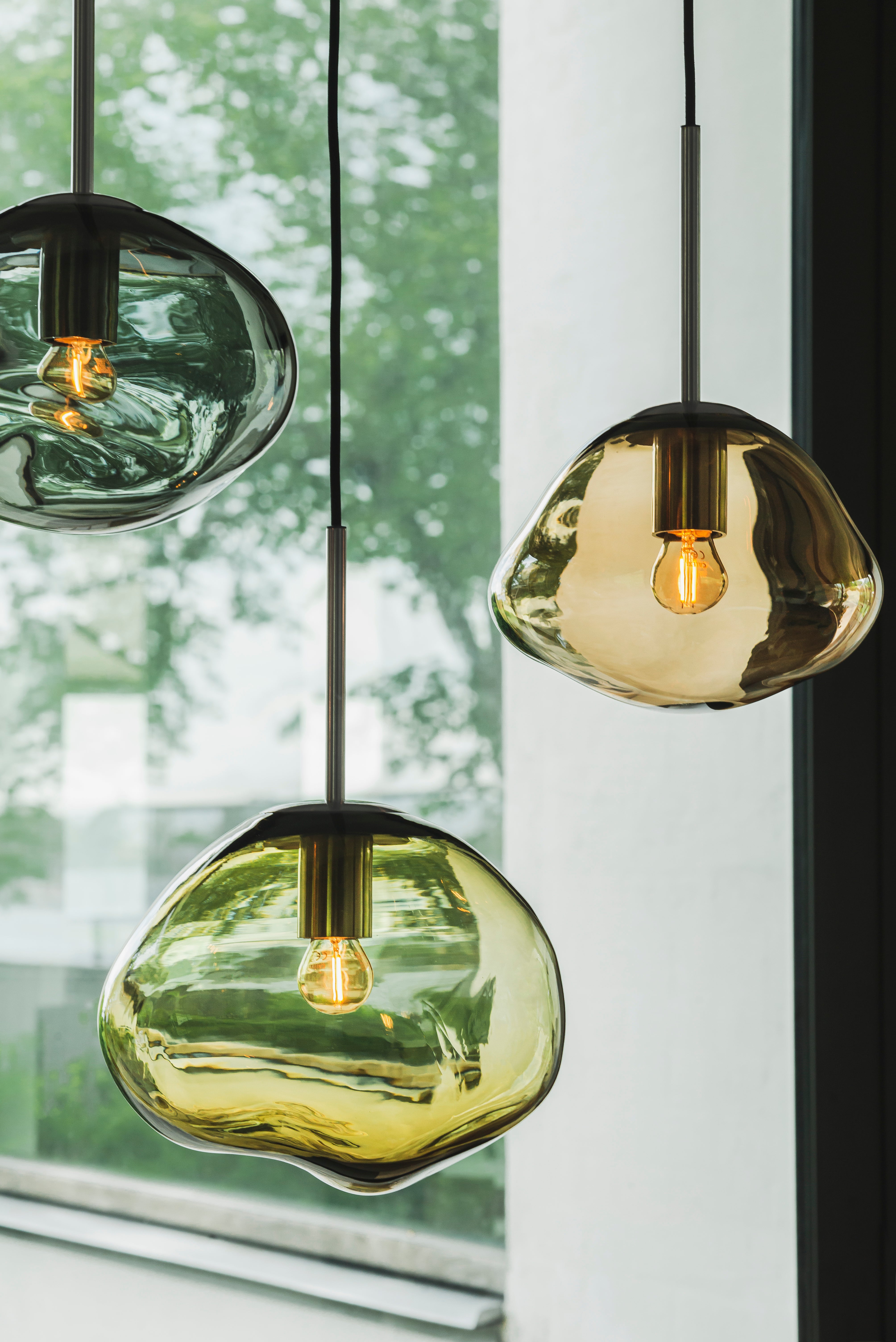 CRYSTAL STONE CEILING LAMP OLIVE GREEN