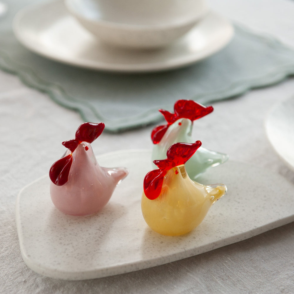 Glass hen, green 8 cm