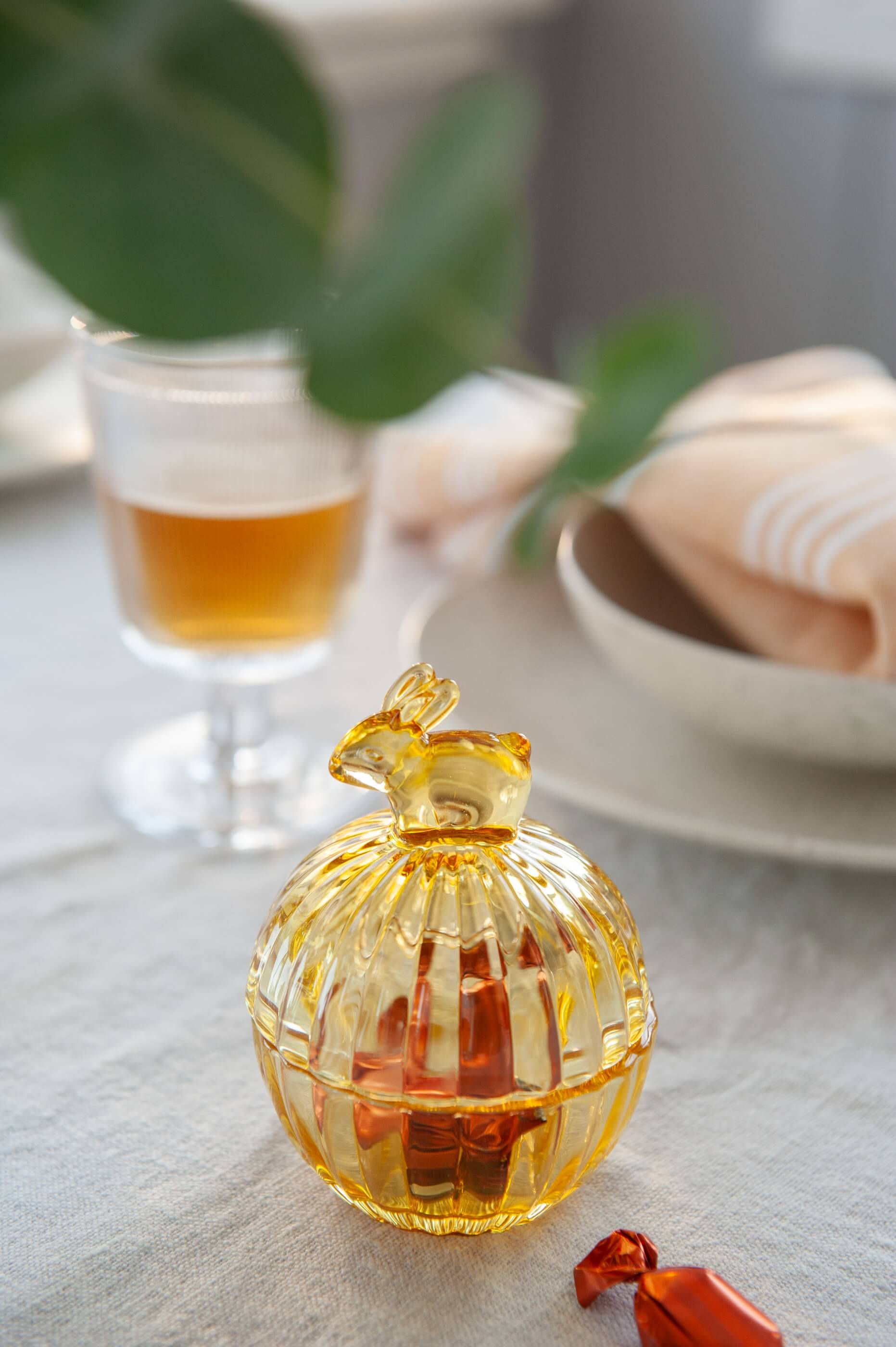 BOWL WITH HARE LID 12,5 CM YELLOW