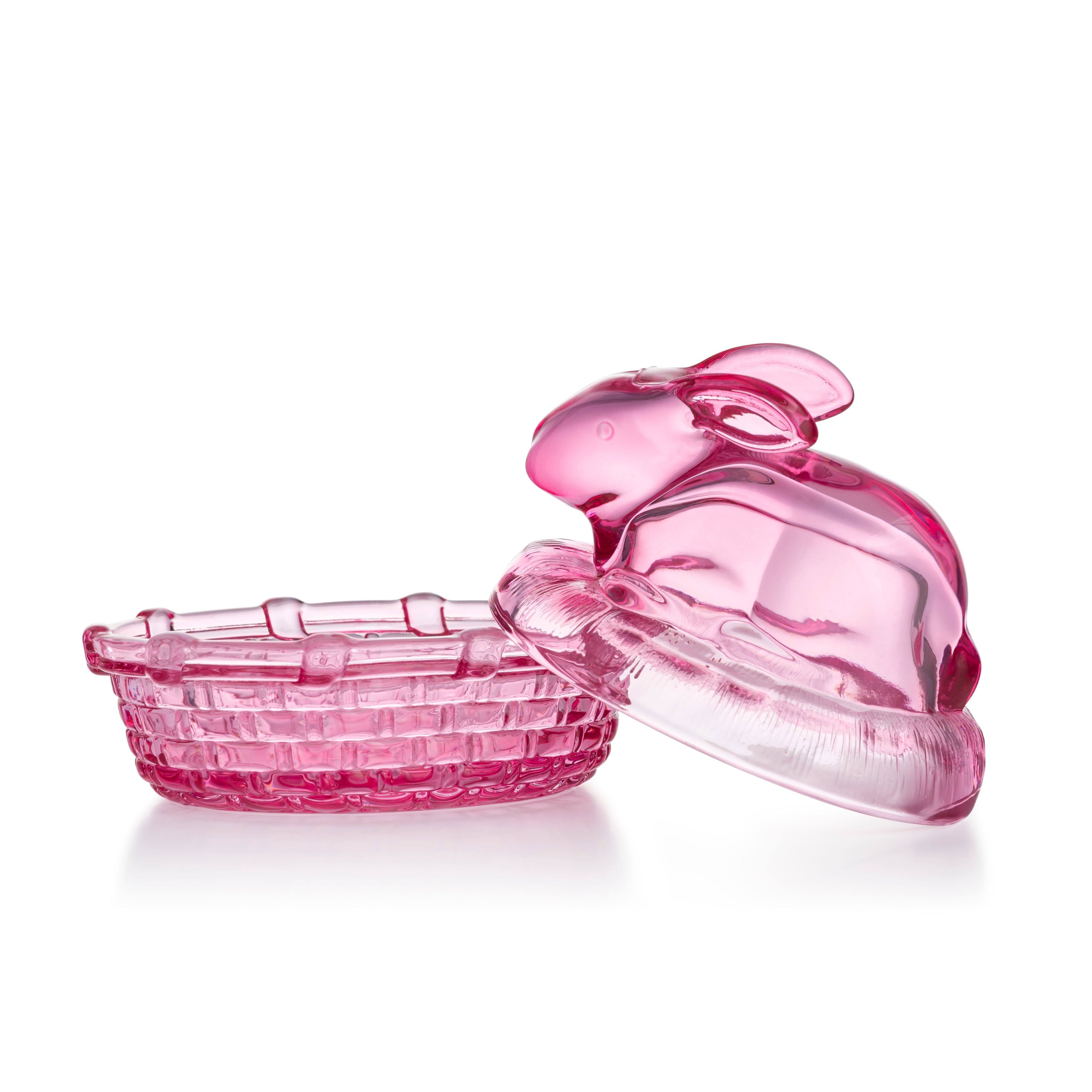 GLASS BOWL WITH BUNNY LID 11 CM PINK