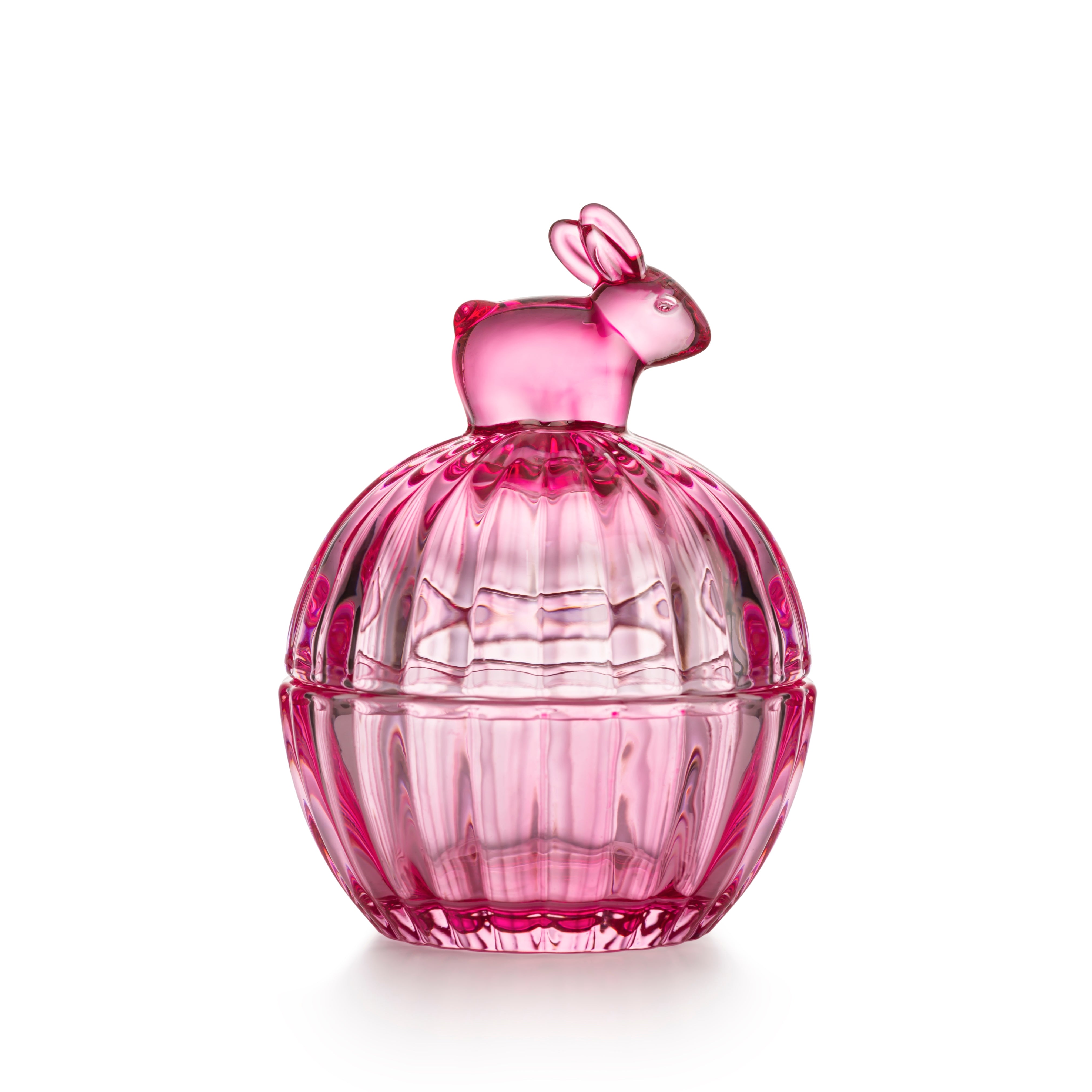 GLASS BOWL WITH BUNNY LID 12,5 CM PINK  