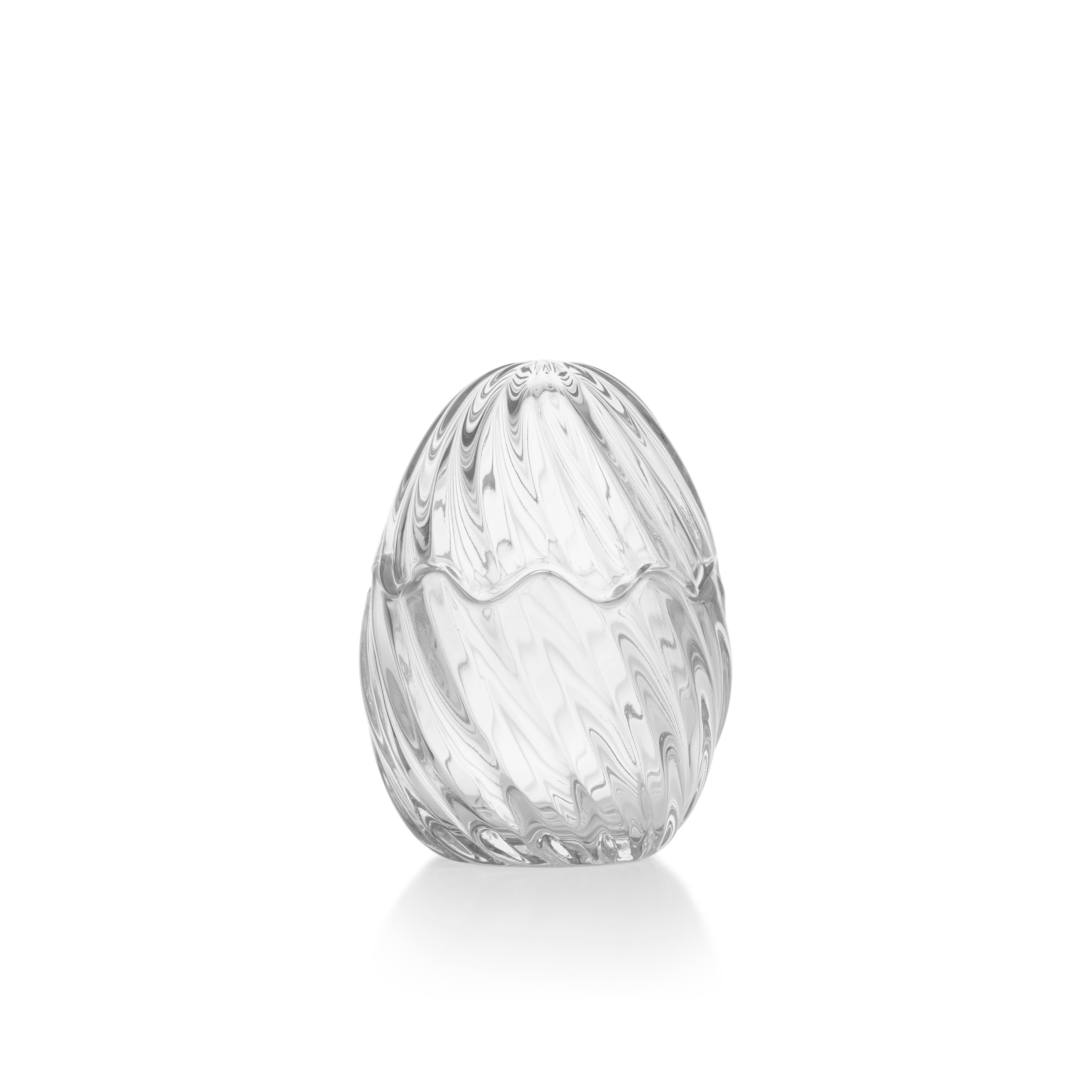 GLASS EGG WITH LID OPTIC  CLEAR