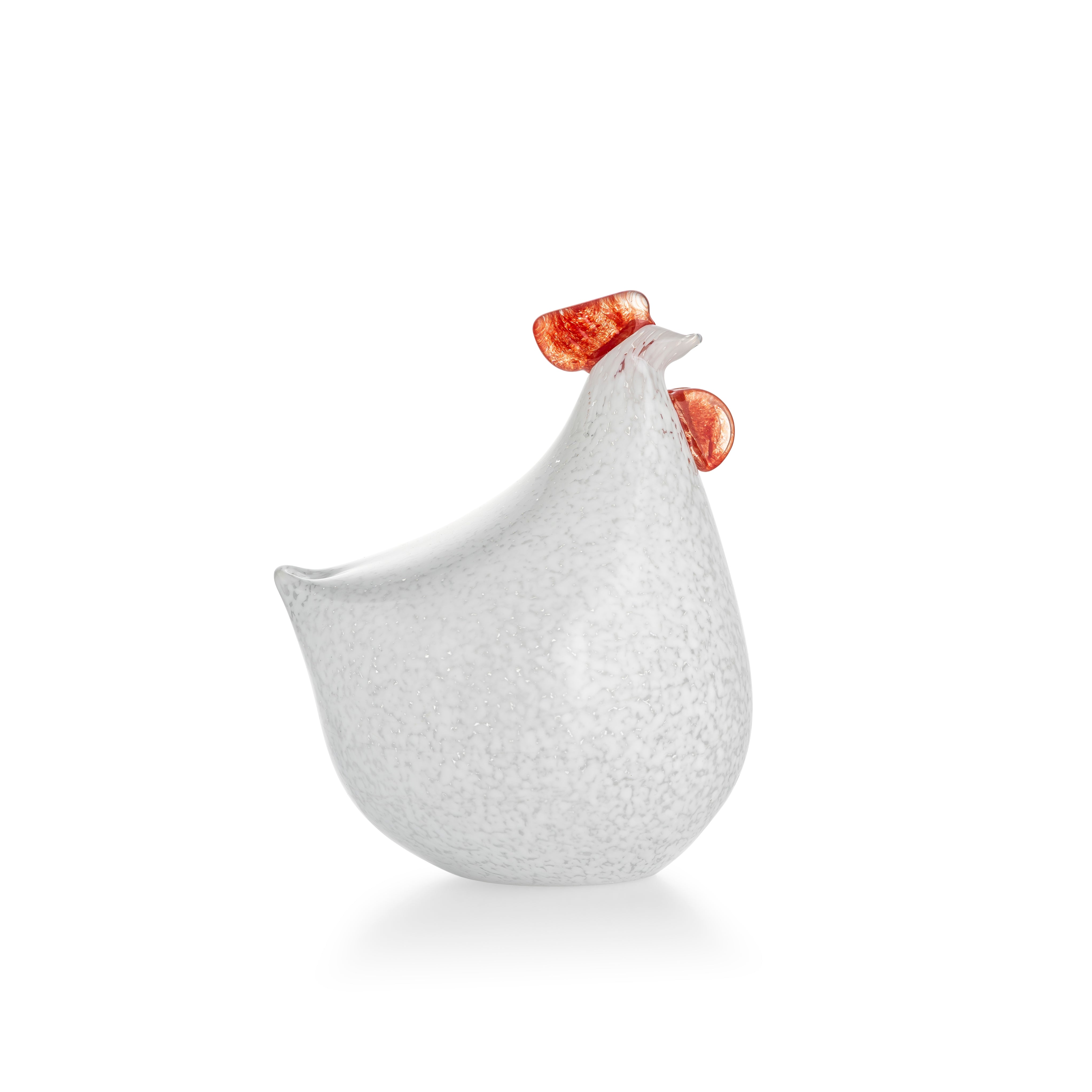 GLASS HEN 18 CM WHITE 