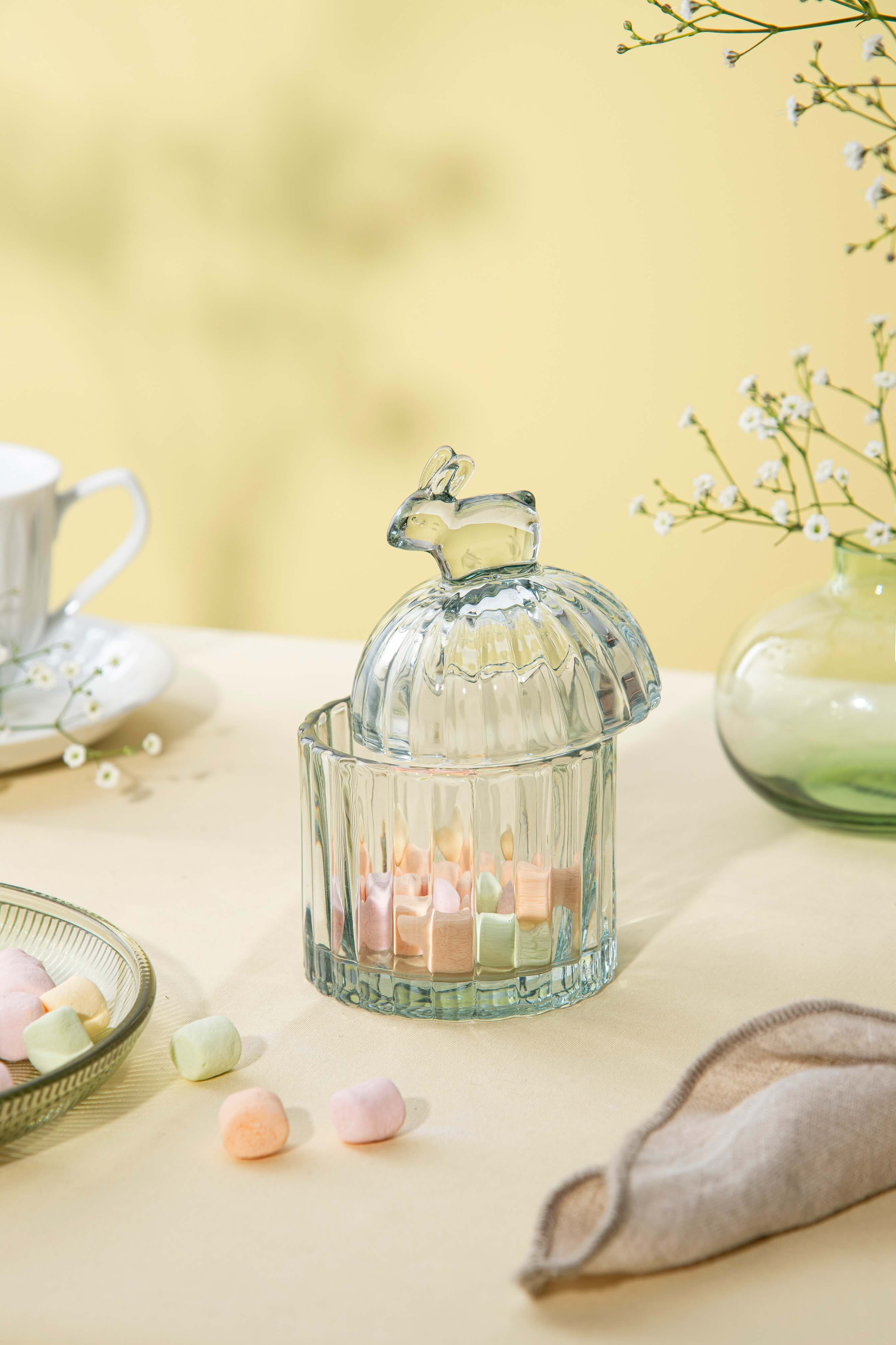 GLASS ROOSTER WITH LID 22 CM ORANGE