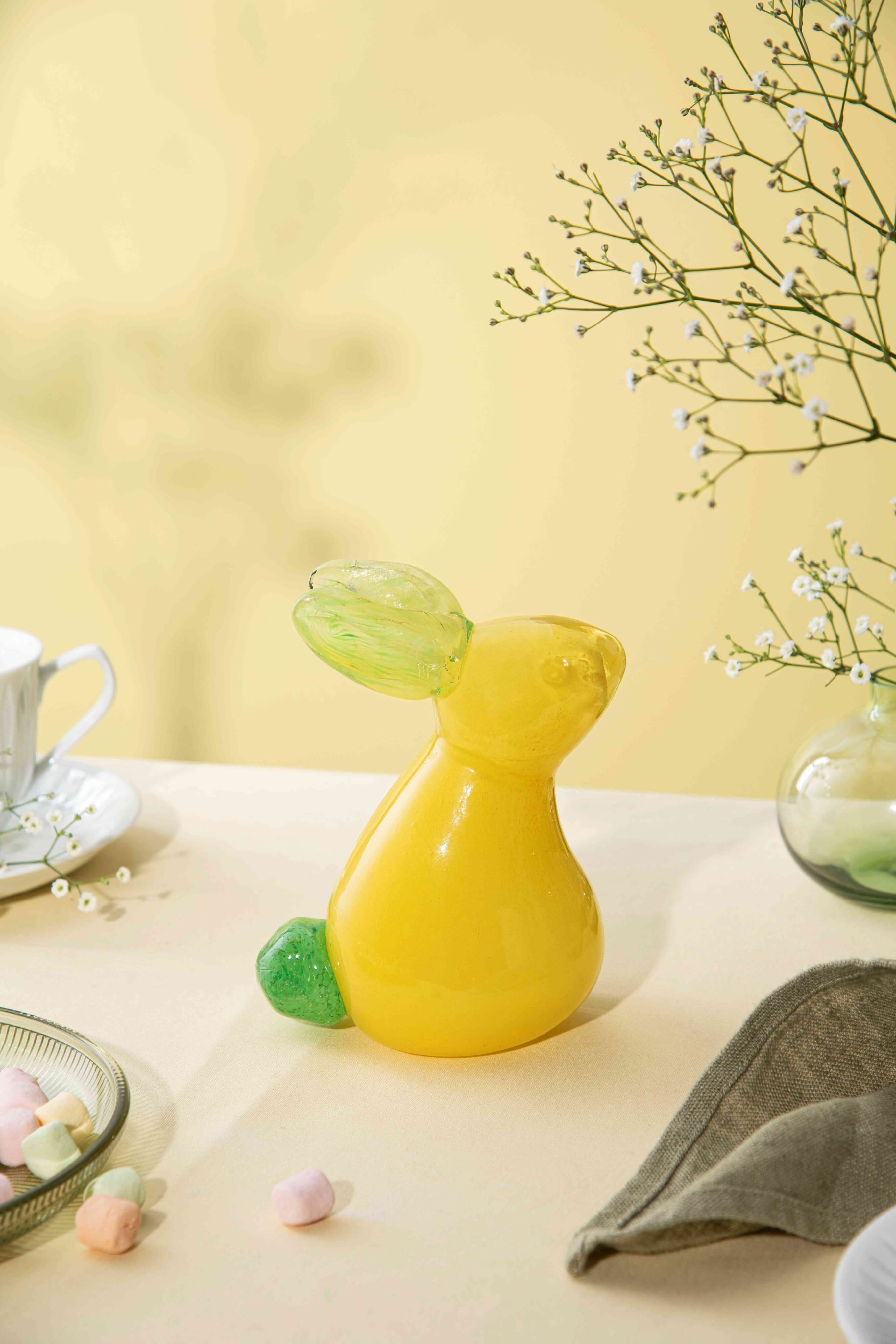 GLASS BUNNY 18 CM YELLOW