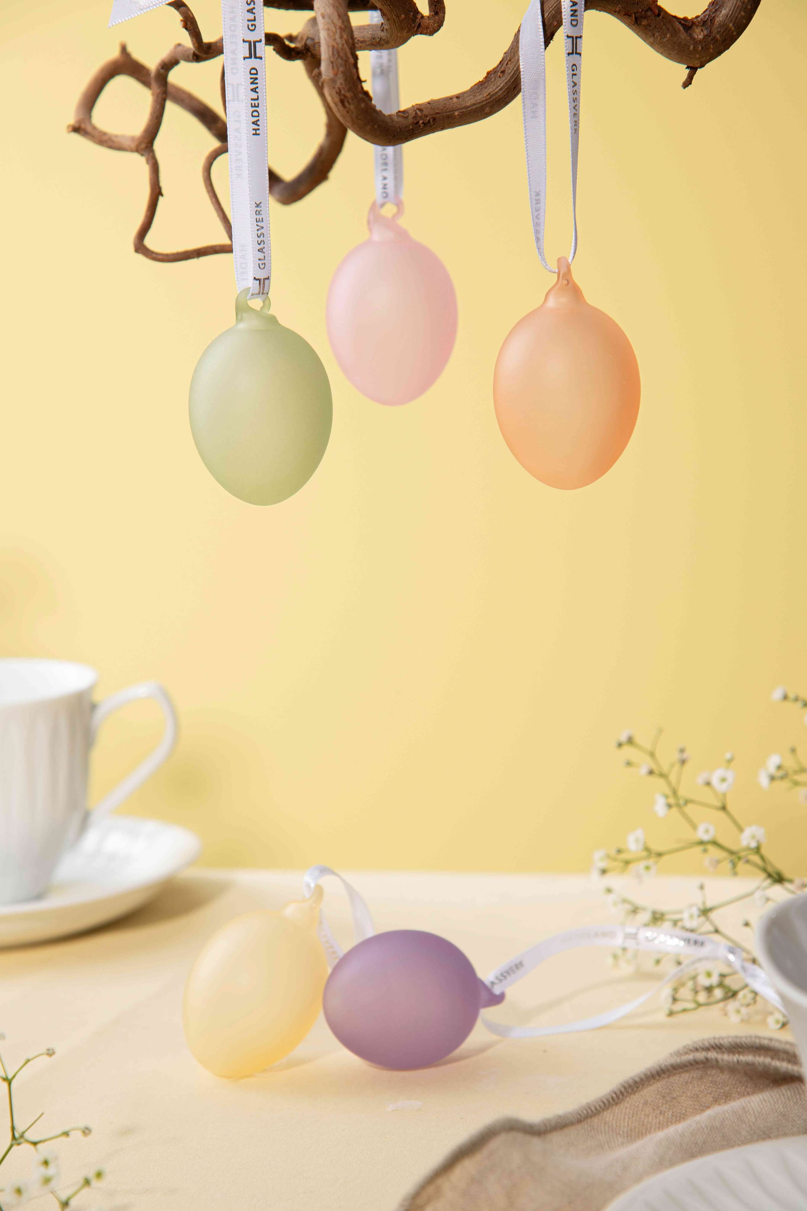 GLASS EGGS FROSTED, 5 PCS