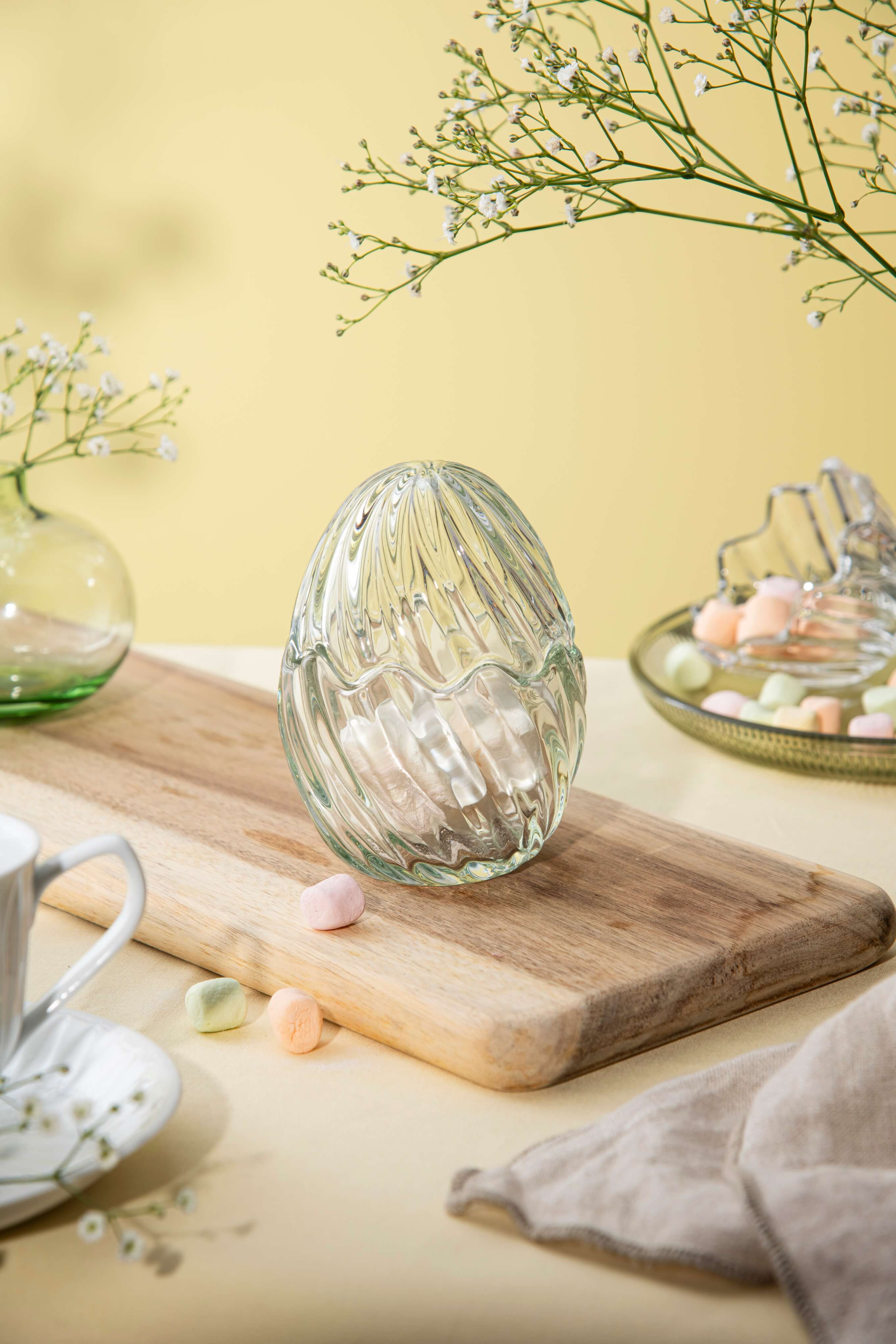 GLASS EGG OPTIC GREEN 12 CM