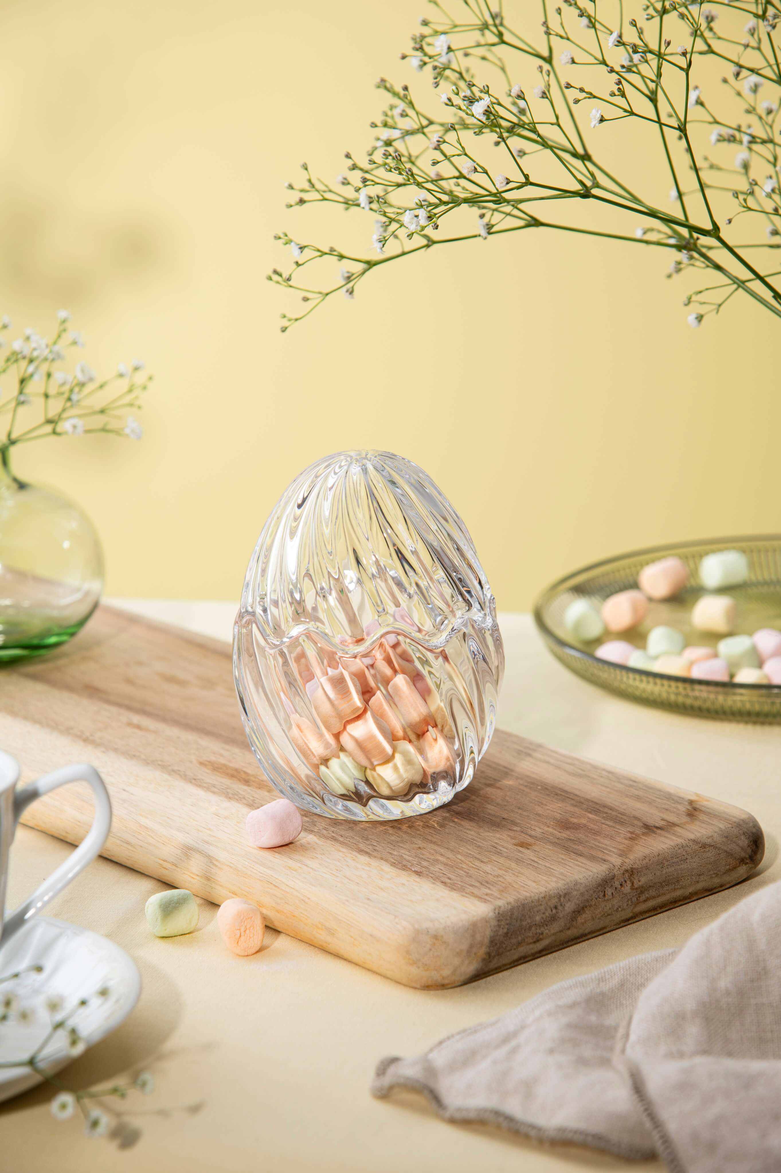 GLASS EGG WITH LID OPTIC  CLEAR