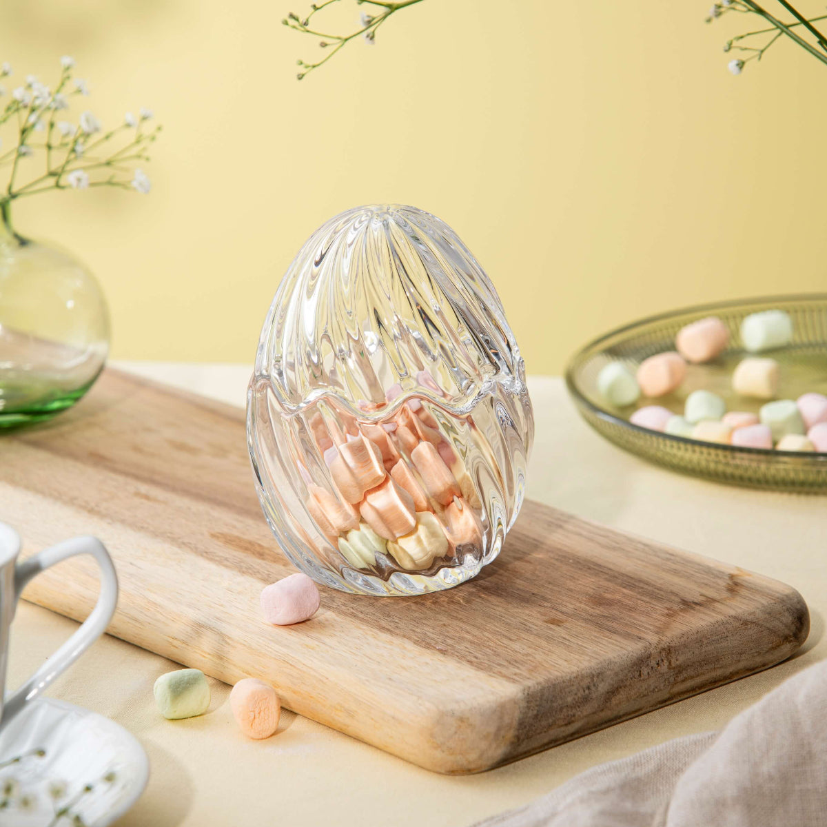 GLASS EGG WITH LID OPTIC  CLEAR