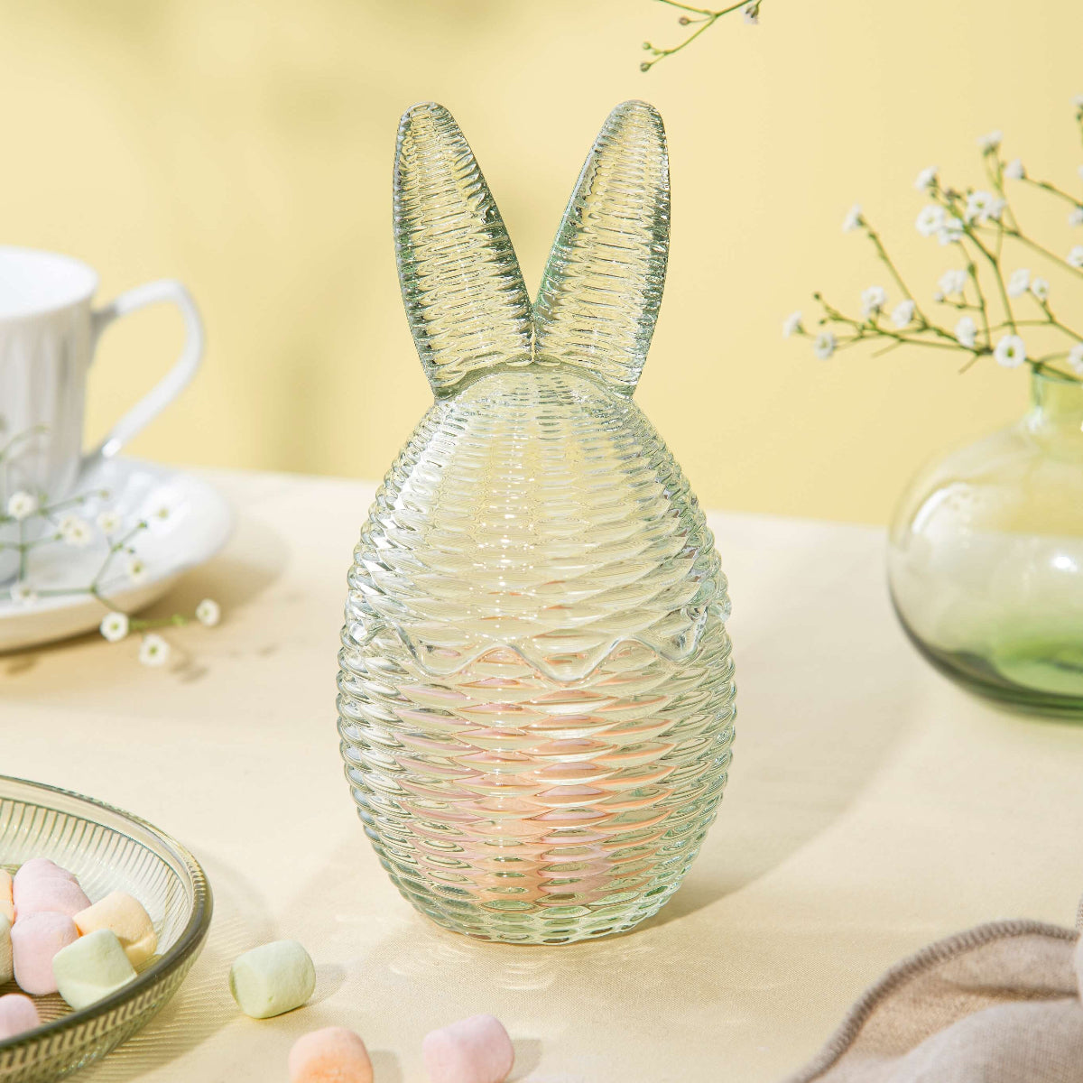 GLASSEGG LOKK MED ØRER 17 CM GRØNN