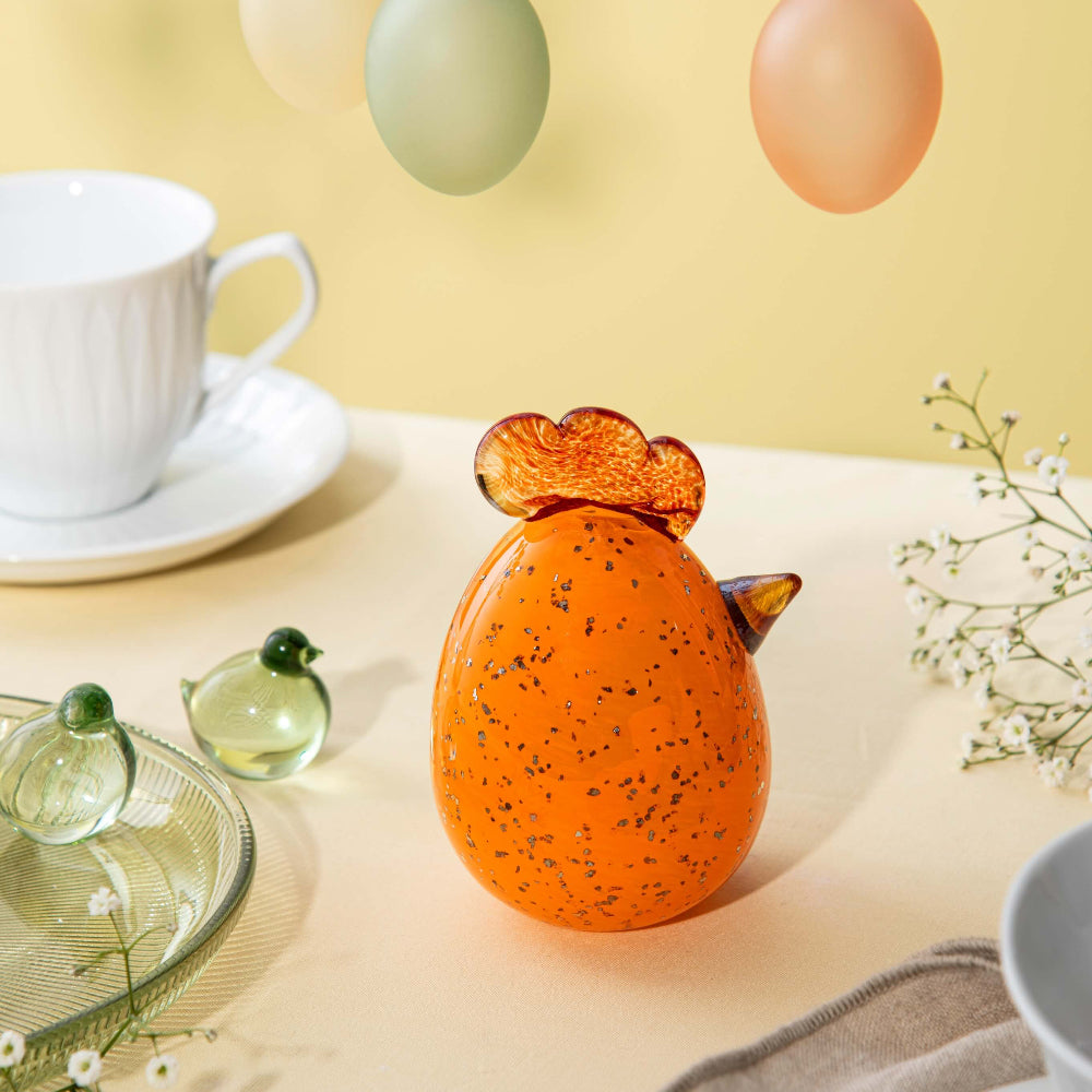GLASS HEN-EGG 12 CM ORANGE 