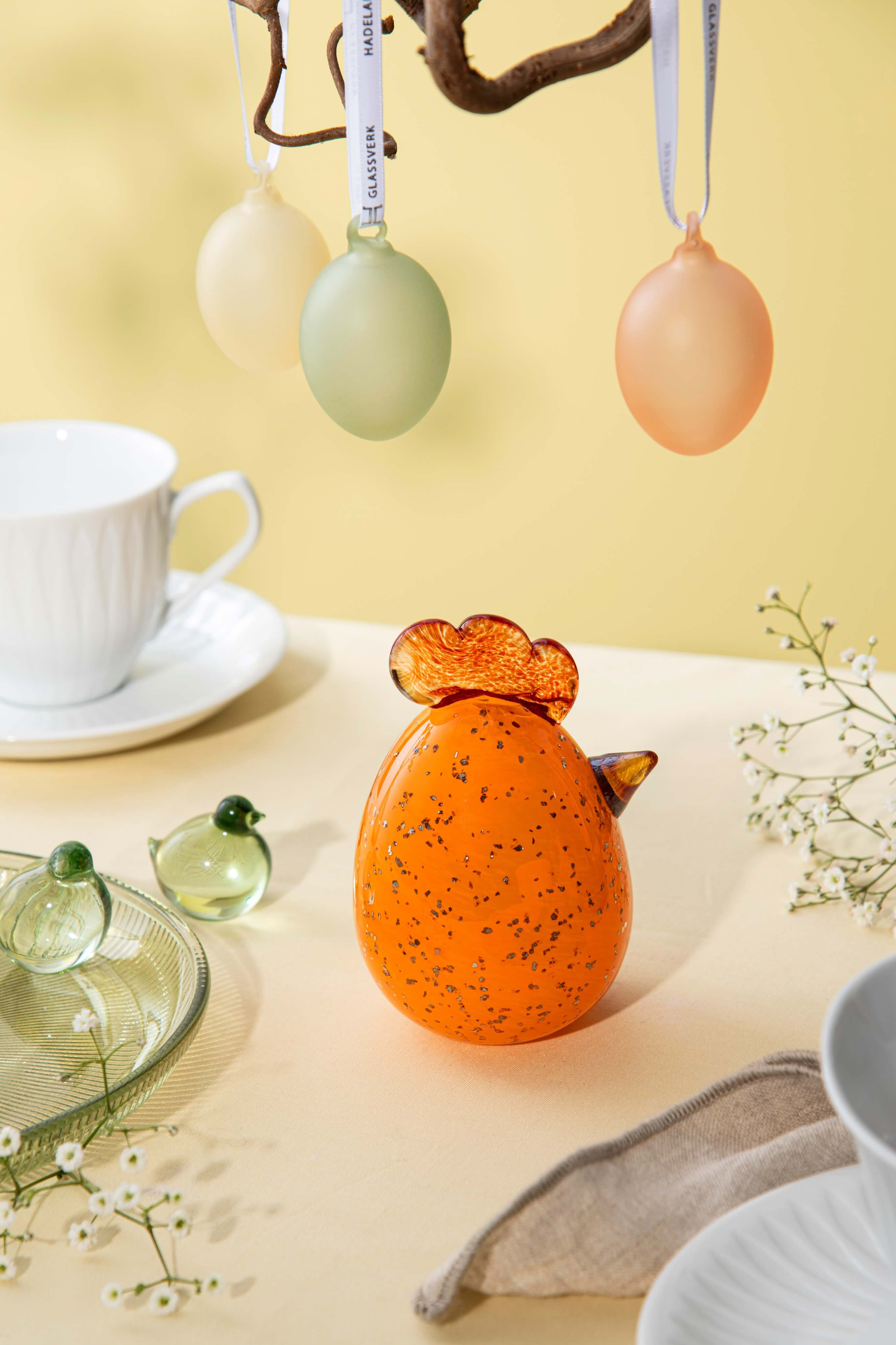 GLASS HEN-EGG 12 CM ORANGE 