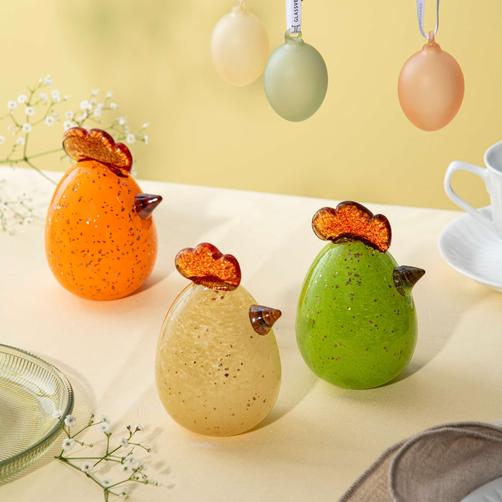 GLASS HEN EGG 12 CM BEIGE