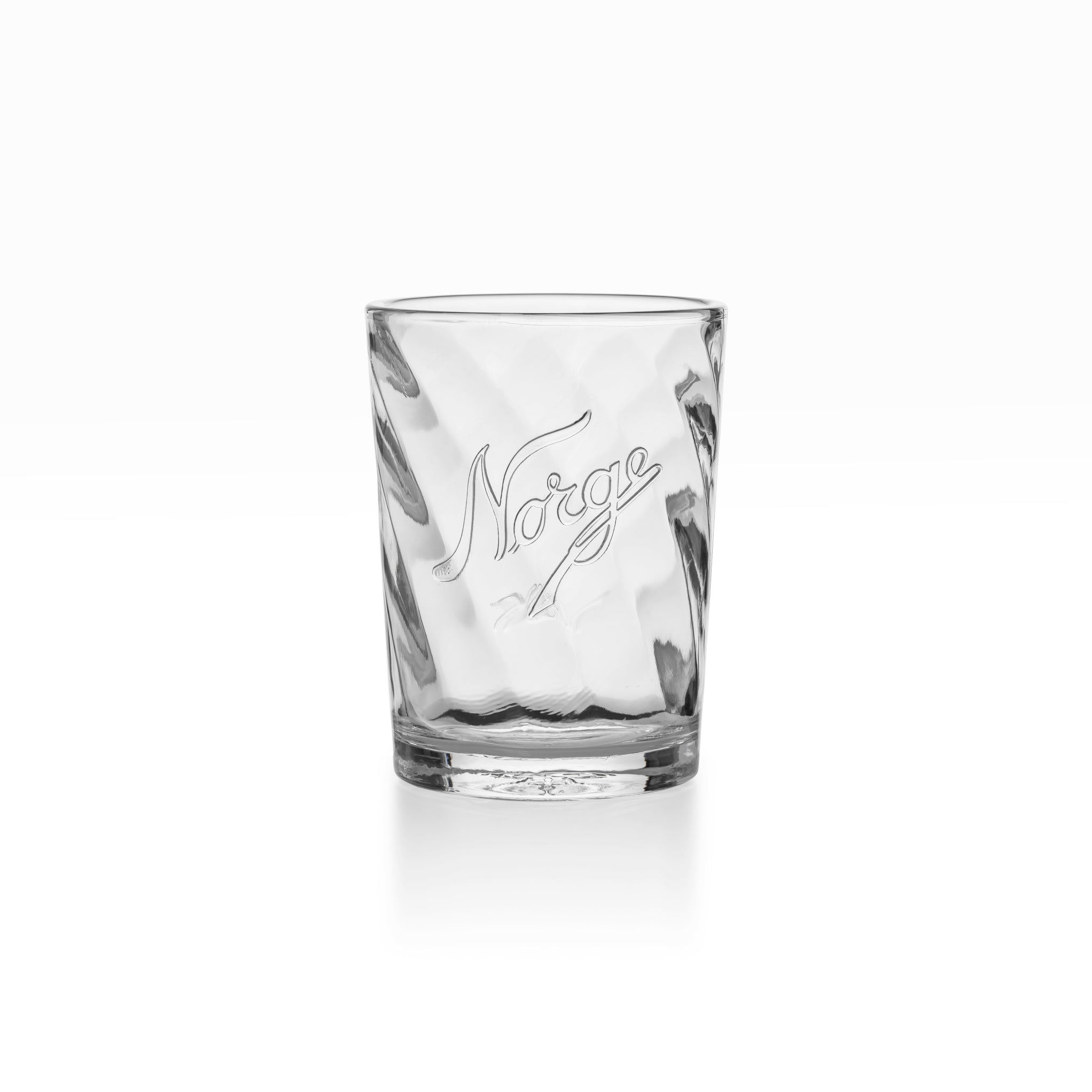 Norgesglass drikkeglass med optikk i glasset.