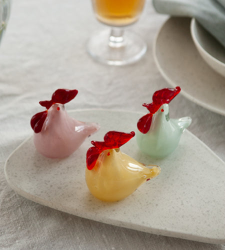 Glass hen, pink 8cm