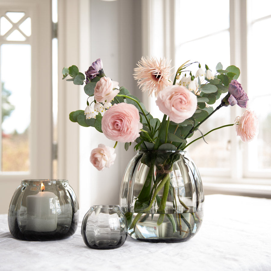 VASE RØKGRÅ 14 CM