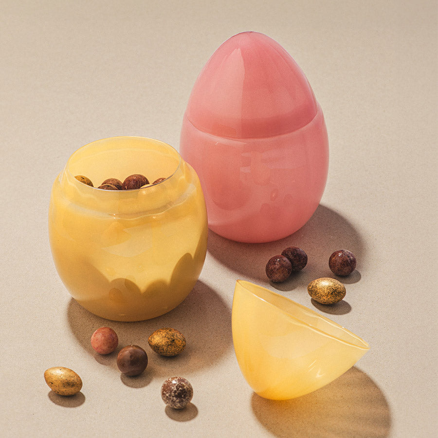 OPAL GLASS EGG 15 CM YELLOW