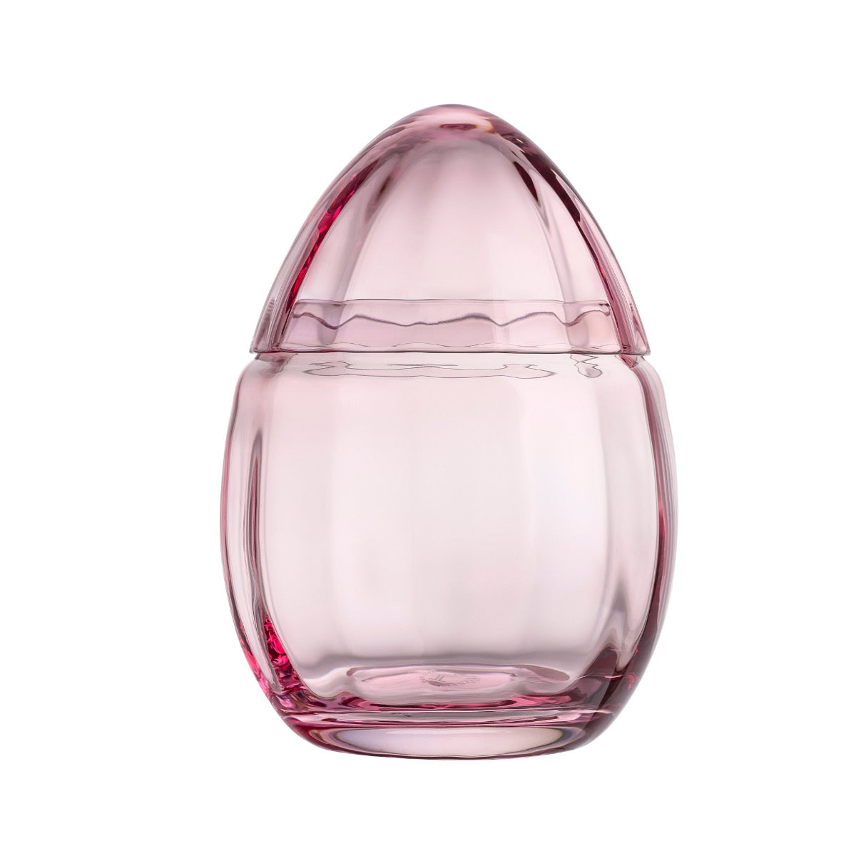 GLASS EGG WITH LID PINK 15 CM