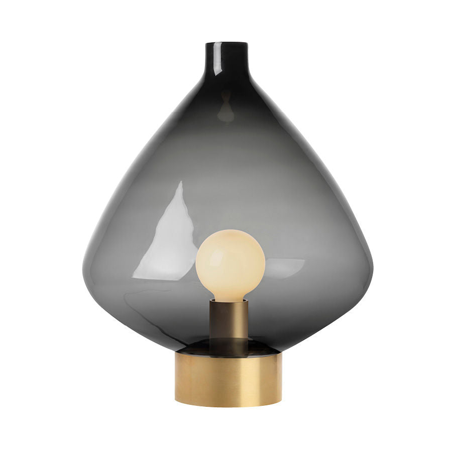 BORDLAMPE 4218 RØKGRÅ M. MESSING SOKKEL